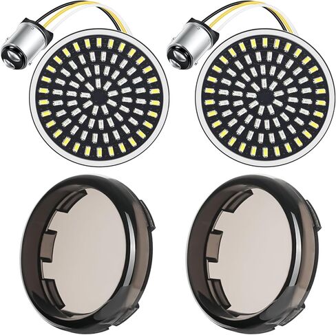 PBYMT 2inch Front Turn Signals, 81 LEDs 1157 Turn Signals with 2 Smoked Lens Cap Fit for Harley Touring Road Glide Road King Electra Glide Street Glide Sportster Iron Dyna Softail 1986-2024 in Saudi Arabia