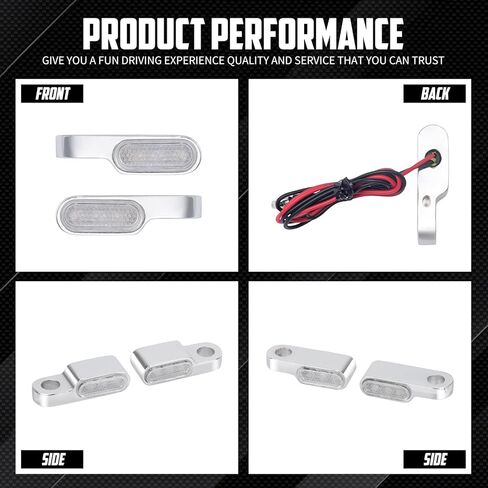 إشارات الانعطاف الأمامية LED وميض صغير للدراجات النارية مناسب عالميًا لـ Harley Softail Sportster Dyna Touring Road King Glide FLTRXS Fat Boy FLSTF Breakout FXBRS (غلاف كروم + عدسات شفافة) in Kuwait