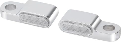 إشارات الانعطاف الأمامية LED وميض صغير للدراجات النارية مناسب عالميًا لـ Harley Softail Sportster Dyna Touring Road King Glide FLTRXS Fat Boy FLSTF Breakout FXBRS (غلاف كروم + عدسات شفافة) in Kuwait