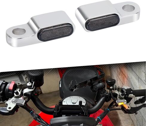 إشارات الانعطاف الأمامية LED وميض صغير للدراجات النارية مناسب عالميًا لـ Harley Softail Sportster Dyna Touring Road King Glide FLTRXS Fat Boy FLSTF Breakout FXBRS (غلاف كروم + عدسات شفافة) in Kuwait