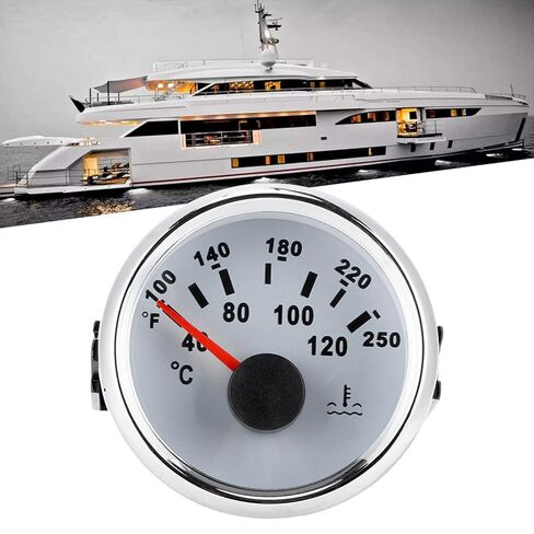 مقياس درجة حرارة الماء Aramox Marine 52 مم، مقياس درجة الحرارة الأبيض 2 بوصة للقارب RV، مراقب درجة حرارة المحرك in Saudi Arabia