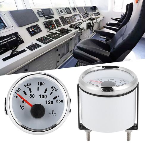 مقياس درجة حرارة الماء Aramox Marine 52 مم، مقياس درجة الحرارة الأبيض 2 بوصة للقارب RV، مراقب درجة حرارة المحرك in Saudi Arabia