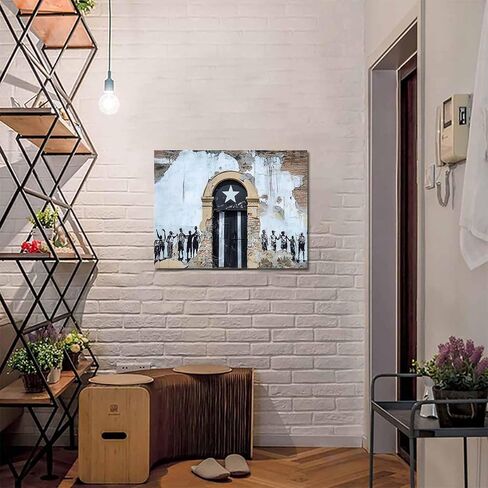 T&H XHome Bathroom Wall Art Decor Canvas Oil Painting Puerto Rico Flag Rustic Door Wall Pattern Modern Artwork Picture Prints Frame for Nursery Office Living Room Bedroom 20x24 in Saudi Arabia