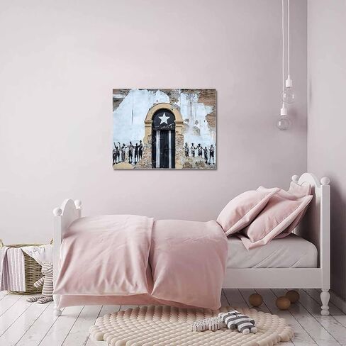 T&H XHome Bathroom Wall Art Decor Canvas Oil Painting Puerto Rico Flag Rustic Door Wall Pattern Modern Artwork Picture Prints Frame for Nursery Office Living Room Bedroom 20x24 in Saudi Arabia