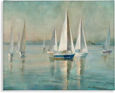 Stupell Industries Traditional Sailboats Water Lake Relaxed Nautical Painting, 24 x 30, Canvas in Kuwait