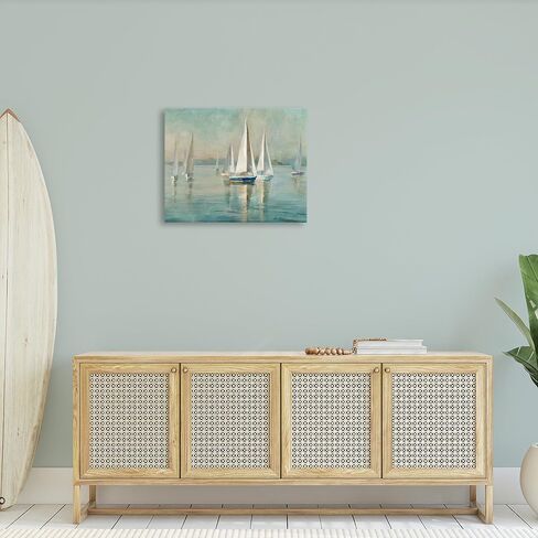 Stupell Industries Traditional Sailboats Water Lake Relaxed Nautical Painting, 24 x 30, Canvas in Kuwait