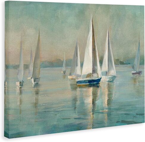 Stupell Industries Traditional Sailboats Water Lake Relaxed Nautical Painting, 24 x 30, Canvas in Kuwait