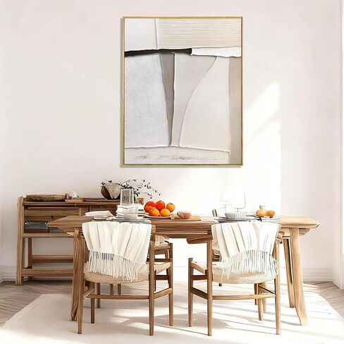 LEVERUP Minimalist Wall Art Beige Painting Artwork Hand Painted Wall Decorations for Dining Room Bedroom Hotel 32×40 Inchs Room Posters in Saudi Arabia