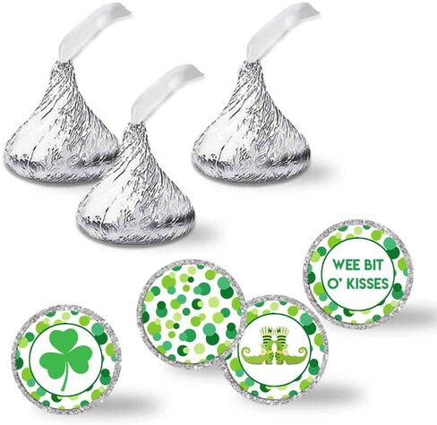 Wee Bit O'Fun St. Patrick’s Day Birthday Party Kiss Sticker Labels, 300 Party Circle Sticker Sized 0.75" for Chocolate Drop Kisses by AmandaCreation, Great for Favors, Envelope Seals & Goodie Bags in Saudi Arabia
