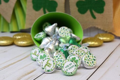 Wee Bit O'Fun St. Patrick’s Day Birthday Party Kiss Sticker Labels, 300 Party Circle Sticker Sized 0.75" for Chocolate Drop Kisses by AmandaCreation, Great for Favors, Envelope Seals & Goodie Bags in Saudi Arabia