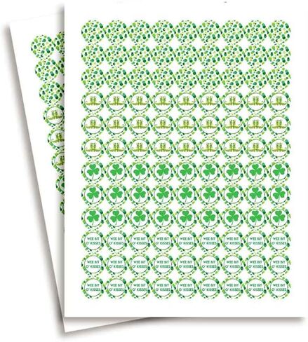 Wee Bit O'Fun St. Patrick’s Day Birthday Party Kiss Sticker Labels, 300 Party Circle Sticker Sized 0.75" for Chocolate Drop Kisses by AmandaCreation, Great for Favors, Envelope Seals & Goodie Bags in Saudi Arabia