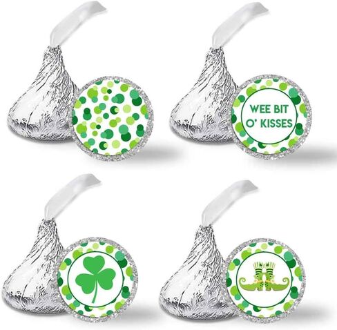Wee Bit O'Fun St. Patrick’s Day Birthday Party Kiss Sticker Labels, 300 Party Circle Sticker Sized 0.75" for Chocolate Drop Kisses by AmandaCreation, Great for Favors, Envelope Seals & Goodie Bags in Saudi Arabia