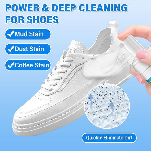 منظف ​​الأحذية، مجموعة تنظيف الأحذية سعة 6.76 أونصة سائلة مع فرشاة ومنشفة، منظف الأحذية الرياضية الأبيض لإزالة البقع in Kuwait