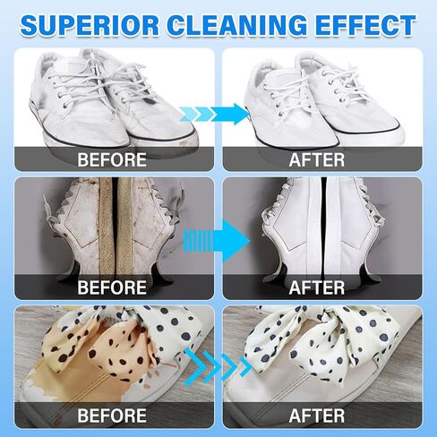 منظف ​​الأحذية، مجموعة تنظيف الأحذية سعة 6.76 أونصة سائلة مع فرشاة ومنشفة، منظف الأحذية الرياضية الأبيض لإزالة البقع in Kuwait
