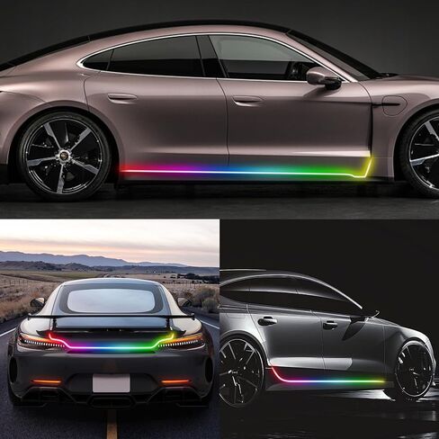 شريط إضاءة لغطاء السيارة 59 بوصة RGB LED أضواء خارجية مقاومة للماء متعددة الألوان للمسح الديناميكي لبدء تشغيل مجموعة غطاء محرك السيارة DRL أضواء النهار الجري للسيارات والشاحنات وسيارات الدفع الرباعي والتطبيق والتحكم عن بعد، 12 فولت in Kuwait