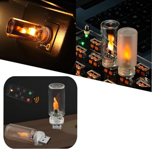 2 قطعة من مصابيح USB للسيارة، [جهاز التحكم عن بعد ومؤقت إيقاف تلقائي] مصباح لهب LED، قم بتوصيل الإضاءة المحيطة الداخلية USB، توقيت ضوء ليلي زجاجي صغير للسيارة، والتخييم، والحفلات، وغرفة النوم، وعيد الميلاد in Saudi Arabia