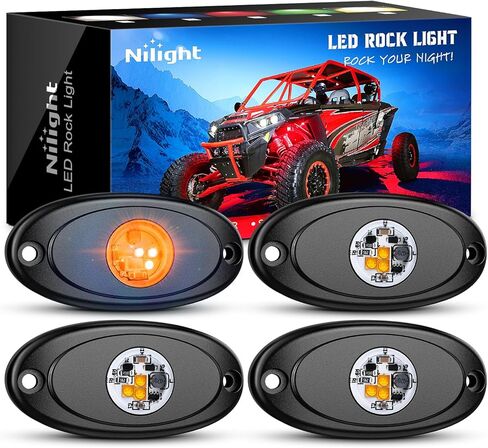 Nilight LED ضوء الصخور 6PCS العنبر Underglow عجلة جيدا الحاجز القرون للماء الخارجي Underbody سقف الرف مصابيح جانبية ل12V 24V سيارة شاحنة التقاطات ATV UTV SUV دراجة نارية قارب in Kuwait