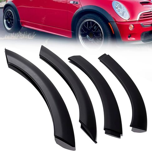 متوافق مع ميني كوبر 2005-2008 R52 S المكشوفة 2002-2006 R50 R53 S 4 قطع غطاء أمامي للسائق والركاب باللون الأسود وغطاء حاجز مشاعل وقوس العجلة وواقي الطين in Kuwait