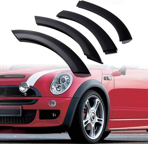 متوافق مع ميني كوبر 2005-2008 R52 S المكشوفة 2002-2006 R50 R53 S 4 قطع غطاء أمامي للسائق والركاب باللون الأسود وغطاء حاجز مشاعل وقوس العجلة وواقي الطين in Kuwait