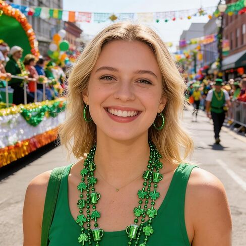 12PCS St Patricks Day Necklace, St Patricks Day Beads Necklace Accessory Set,Festive Accessories for Mardi Gras St. Patricks Parade Throws Decorations in Saudi Arabia