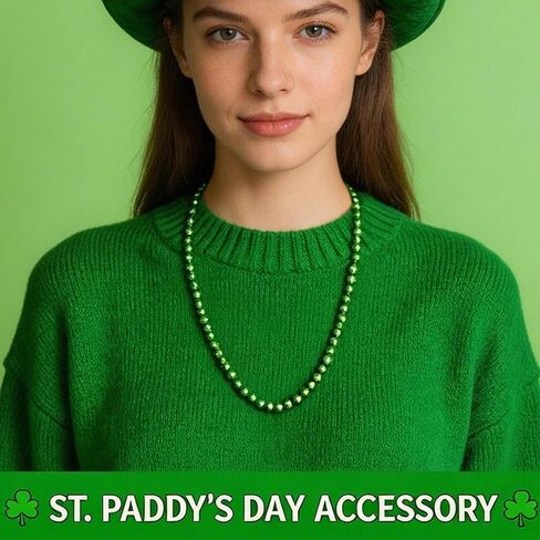 12PCS St Patricks Day Necklace, St Patricks Day Beads Necklace Accessory Set,Festive Accessories for Mardi Gras St. Patricks Parade Throws Decorations in Saudi Arabia