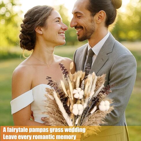 120 قطعة من باقة زهور القطن الطبيعية المجففة - عشب بوهو بامباس مقاس 17 بوصة، واللافندر، وسيقان القطن، وذيول الأرنب، والأوكالبتوس والقمح - ديكور مزرعة بوهو ريفي للمزهرية، وحفلات الزفاف، والحرف اليدوية in Kuwait