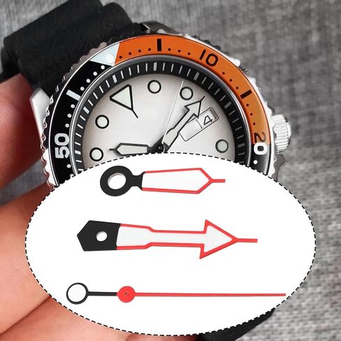 ECSiNG 1Set Red-Black Dual-Tone Luminous Watch Hand Kit Compatible with Seiko 6309 7002 NH35 NH36 7S26 SKX in Saudi Arabia