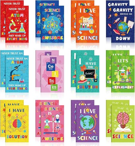PerKoop 24 Pcs Science Party favors Mini Notebooks 4.92 x 3.15 Inch Small Pocket Notebook Bulk Science Party Supplies for Kids Teacher School Office Gift Prizes Travel Supplies in Saudi Arabia