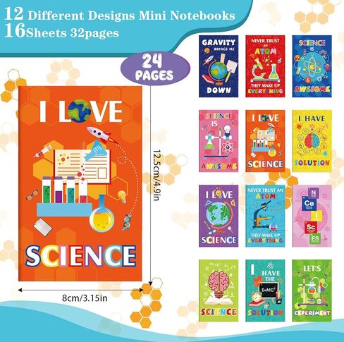 PerKoop 24 Pcs Science Party favors Mini Notebooks 4.92 x 3.15 Inch Small Pocket Notebook Bulk Science Party Supplies for Kids Teacher School Office Gift Prizes Travel Supplies in Saudi Arabia