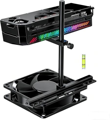 دعامة دعم وحدة معالجة الرسومات الجرافيكية، دعامة وحدة معالجة الرسومات الجرافيكية المضادة للترهل من الألومنيوم قابلة للتعديل، حامل حامل وحدة معالجة الرسومات الجرافيكية لدعم بطاقة رسومات الفيديو مع مغناطيس مخفي ووسادة مضادة للانزلاق، 123 مم in Kuwait