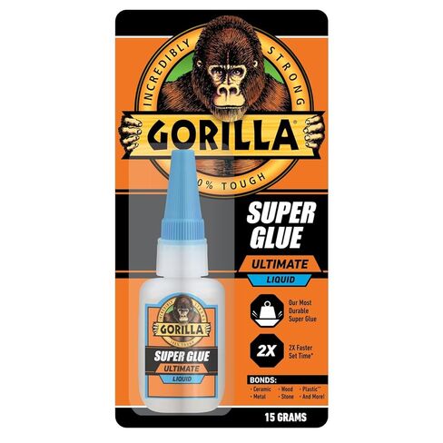 Gorilla Super Glue Ultimate, Fast-Setting Cyanoacrylate Adhesive for Quick Fixes & Repairs, 15g Bottle with Anti-Clog Cap, Clear (Pack of 1) in Saudi Arabia
