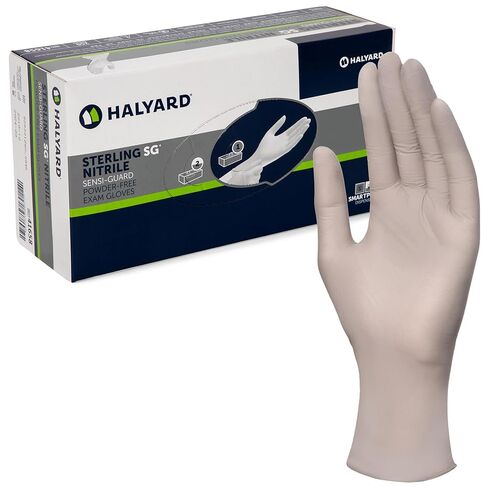 HALYARD Sterling SG Nitrile Powder-Free Exam Gloves, 3.7 mil, 9.5", Gray, Medium, 41659 (Case of 2500) in Kuwait