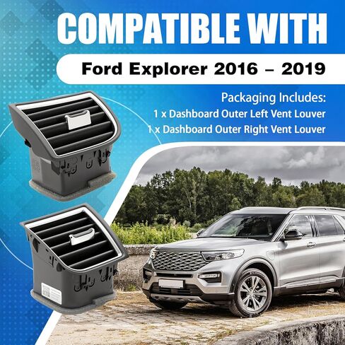 فتحة تهوية أمامية يمين ويسار للوحة القيادة، فتحة تهوية لمكيف الهواء مناسبة لسيارة Ford Explorer 2016-2019، فتحة تهوية خارجية للسيارة، فتحة تهوية أمامية للتيار المتردد للسيارة، استبدال لـ FB5Z-19893CE FB5Z-19893CF in Kuwait