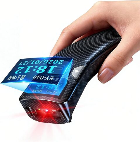 ماسح باركود Eyoyo Bluetooth مع شاشة: ماسح ضوئي صغير محمول لرمز الاستجابة السريعة 1D و2D لمتجر البيع بالتجزئة، كتاب المكتبة - قارئ رمز شريطي سلكي ولاسلكي USB متوافق مع iPhone iPad Android Phone Laptop in Kuwait