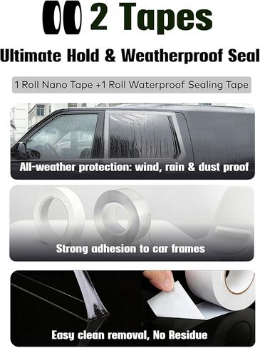 غطاء نافذة السيارة المؤقتة للزجاج المكسور، 78.7x39.4 بوصة فيلم بلاستيكي مقاوم للماء وأدوات إصلاح لإصلاحات الطوارئ لنافذة السيارة المكسورة، مجموعة استبدال مؤقتة لزجاج السيارات مع شريط مزدوج الجوانب in Kuwait