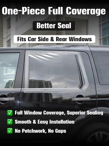 غطاء نافذة السيارة المؤقتة للزجاج المكسور، 78.7x39.4 بوصة فيلم بلاستيكي مقاوم للماء وأدوات إصلاح لإصلاحات الطوارئ لنافذة السيارة المكسورة، مجموعة استبدال مؤقتة لزجاج السيارات مع شريط مزدوج الجوانب in Kuwait