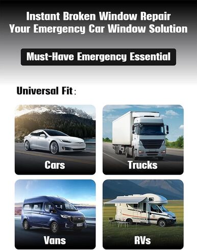 غطاء نافذة السيارة المؤقتة للزجاج المكسور، 78.7x39.4 بوصة فيلم بلاستيكي مقاوم للماء وأدوات إصلاح لإصلاحات الطوارئ لنافذة السيارة المكسورة، مجموعة استبدال مؤقتة لزجاج السيارات مع شريط مزدوج الجوانب in Kuwait