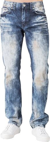 بنطال جينز رجالي فاخر من قماش الدنيم من المستوى 7 بتصميم نحيف ومستقيم مصنوع يدويًا ومغسول يدويًا in Kuwait