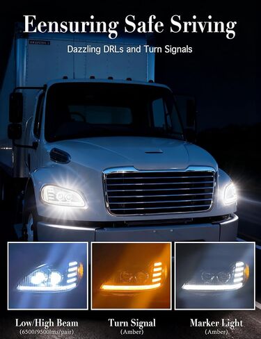 Projector LED Headlights with Sequential Turn Signals Compatible with 2003-2024 Freightliner M2 LED Headlamps Freightliner M2 100 106 112 Head Lights in Saudi Arabia