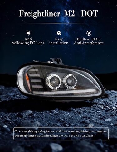 Projector LED Headlights with Sequential Turn Signals Compatible with 2003-2024 Freightliner M2 LED Headlamps Freightliner M2 100 106 112 Head Lights in Saudi Arabia