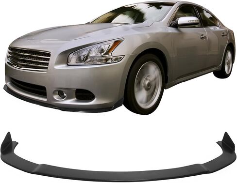 IKON MOTORSPRTS, Front Bumper Lip Compatible With 2009-2015 Nissan Maxima, Unpainted Black Chin Spoiler Splitter PU Polyurethane Protector Add-On Valance Trim IKON Style 3PC Body Kit, 2010 2011 2012 in Saudi Arabia
