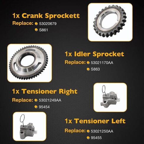 مجموعة سلسلة توقيت المحرك 3.7 مع VVT-Sprockets، متوافقة مع 2004-2012 دودج دورانجو جيب كوماندر ميتسوبيشي رام 1500، يستبدل C393 53020680، يناسب محرك 3.7L 226CID V6 SOHC in Saudi Arabia