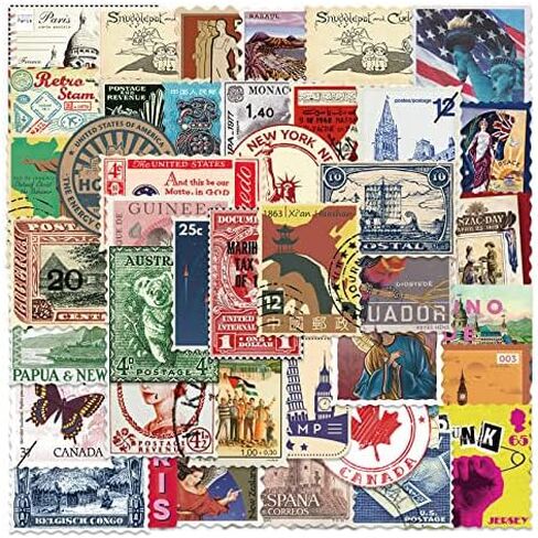 50 قطعة من ملصقات الطوابع العتيقة، ملصق سفر قديم للمراهقين والبالغين، ملصقات فينيل مقاومة للماء لقصاصات الكمبيوتر المحمول وزجاجة مياه ولوح التزلج in Kuwait