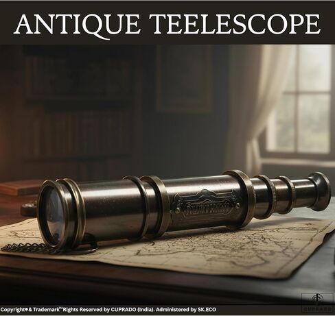 Antique Brass Spyglass Telescope with Leather Case, CUPRADO - Vintage Nautical Pirate Handheld Monocular for Decor & Gifting in Saudi Arabia