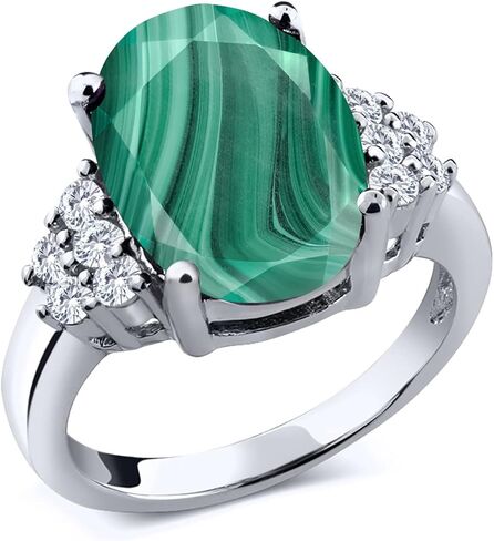 Gem Stone King 3-7 Cttw Gemstone Birthstone and White Moissanite Ring for Women | 925 Sterling Silver | Oval 12X10MM | Wedding Engagement Anniversary Promise Ring in Saudi Arabia