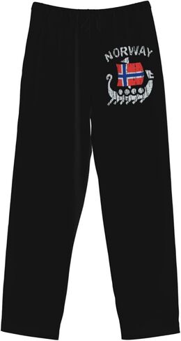 Washed Norwegian Flag Norway Dragon Boat Pajama Pants for Men, Mens Sleep & Lounge Pants, PJ Bottoms with Pockets in Saudi Arabia