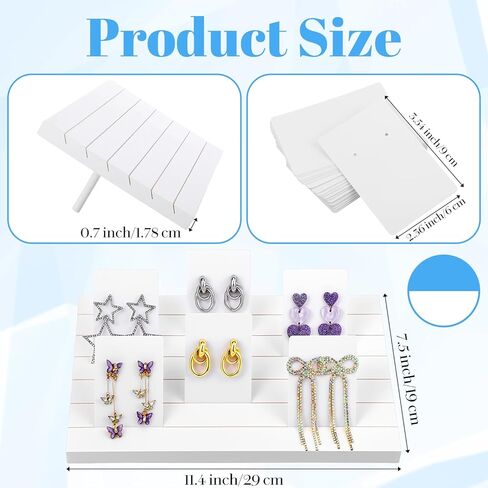 62 Pcs Wood Earring Display Stand Earring Card Display 2 Pcs 11.4" x 7.5" Holders with 60 Cards Jewelry Organizer Stands for Selling in Saudi Arabia