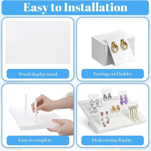 62 Pcs Wood Earring Display Stand Earring Card Display 2 Pcs 11.4" x 7.5" Holders with 60 Cards Jewelry Organizer Stands for Selling in Saudi Arabia