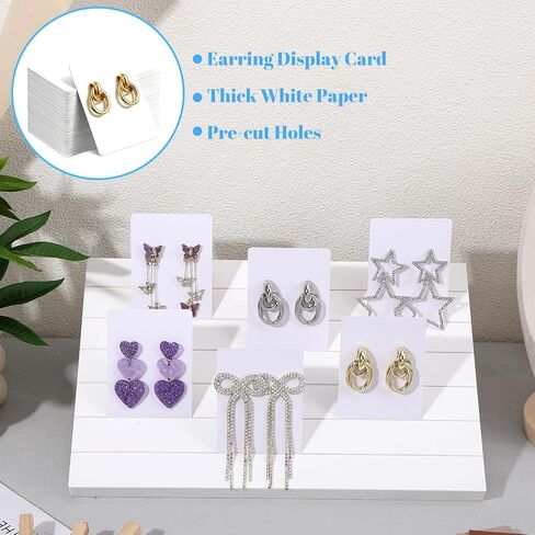 62 Pcs Wood Earring Display Stand Earring Card Display 2 Pcs 11.4" x 7.5" Holders with 60 Cards Jewelry Organizer Stands for Selling in Saudi Arabia