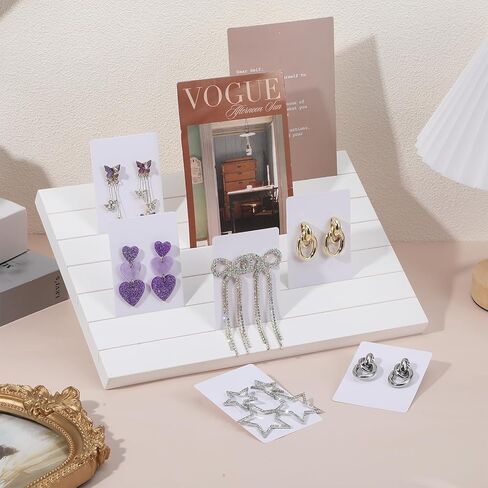 62 Pcs Wood Earring Display Stand Earring Card Display 2 Pcs 11.4" x 7.5" Holders with 60 Cards Jewelry Organizer Stands for Selling in Saudi Arabia